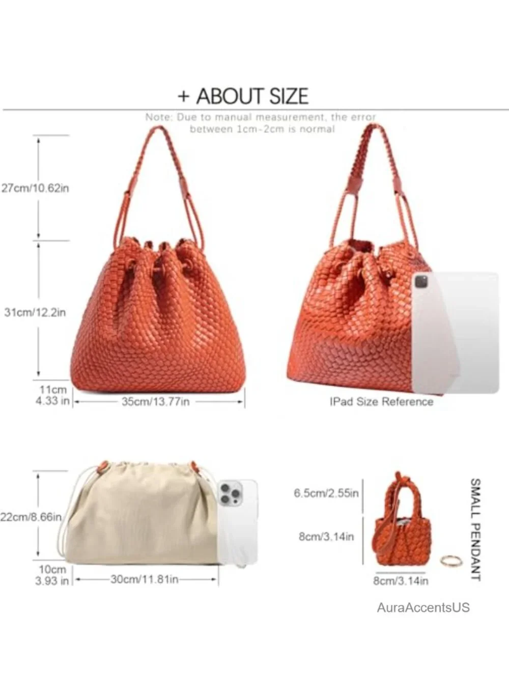 Woven Hobo Shoulder Bag Handmade Vegan Leather Tote